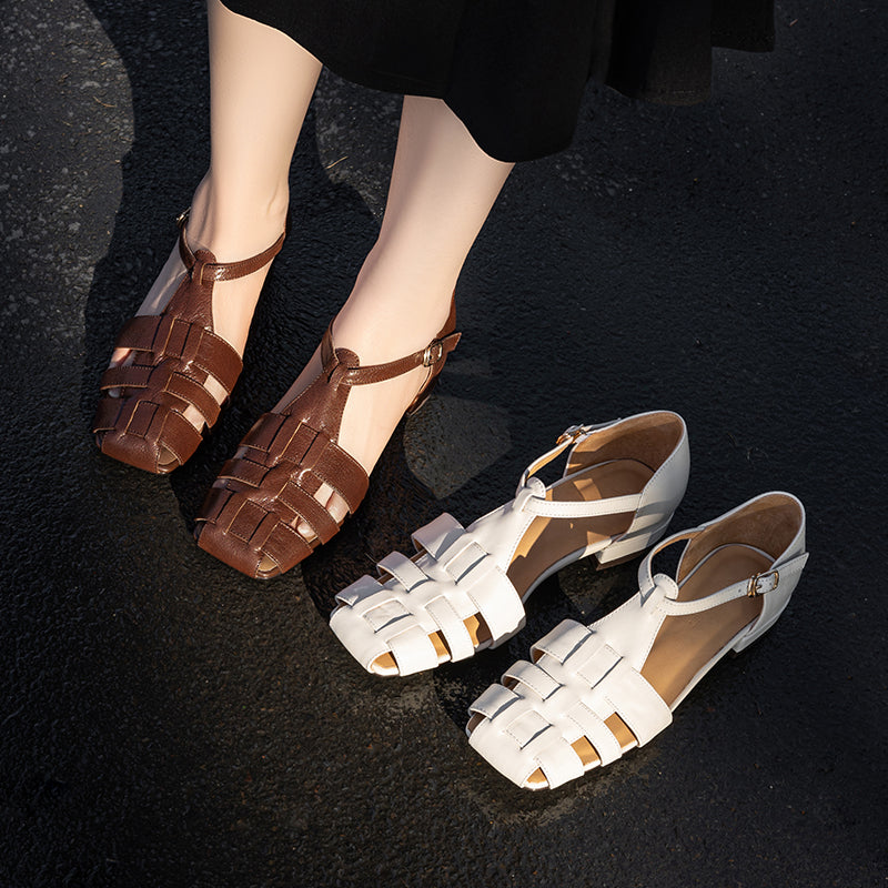 Artisanal Genuine Leather Fisherman Sandals – Closed Toe Comfort Shoes for Women