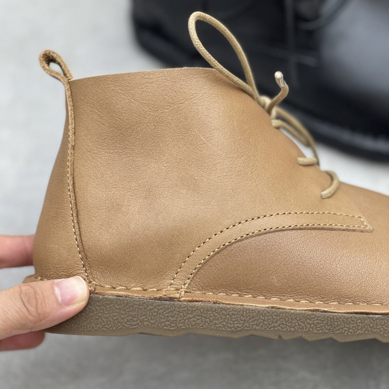 Women's Minimalist Leather Lace-Up Ankle Boots – Everyday Style