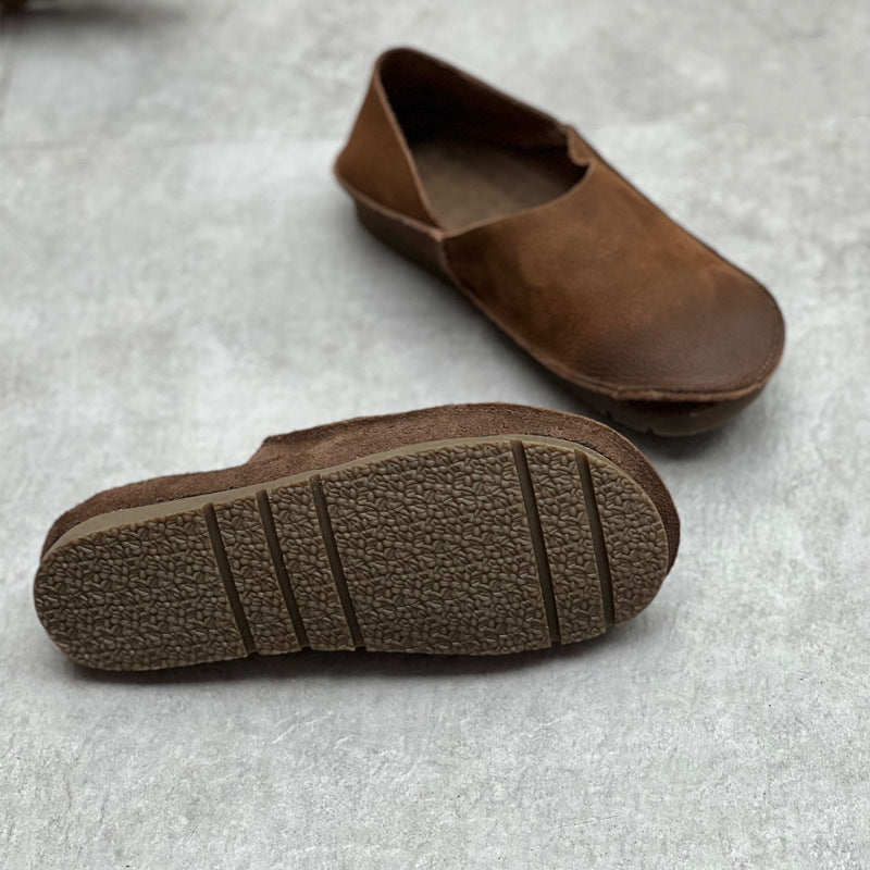Womens Minimalist Genuine Leather Soft Flat-Soled Comfortable Loafers