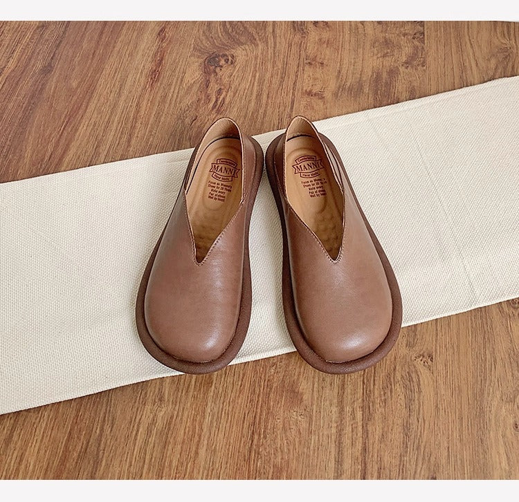 Women's V-Cut Casual Loafers – Flat Convertible Heel Slip-On Shoes