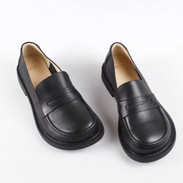 Handmade Big Toe Box Loafers Comfortable Soft Leather Womens Shoes