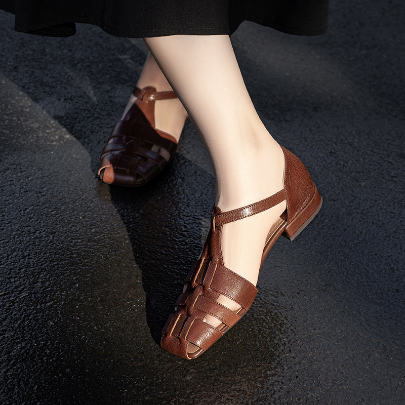 Artisanal Genuine Leather Fisherman Sandals – Closed Toe Comfort Shoes for Women