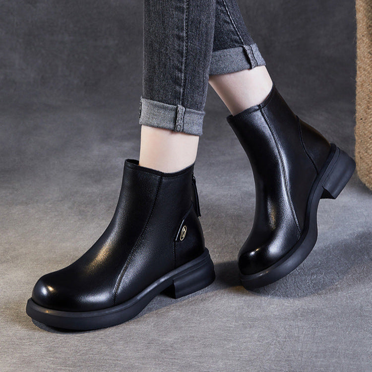 Women's Casual Genuine Leather Ankle Boots – Comfortable for Daily Wear