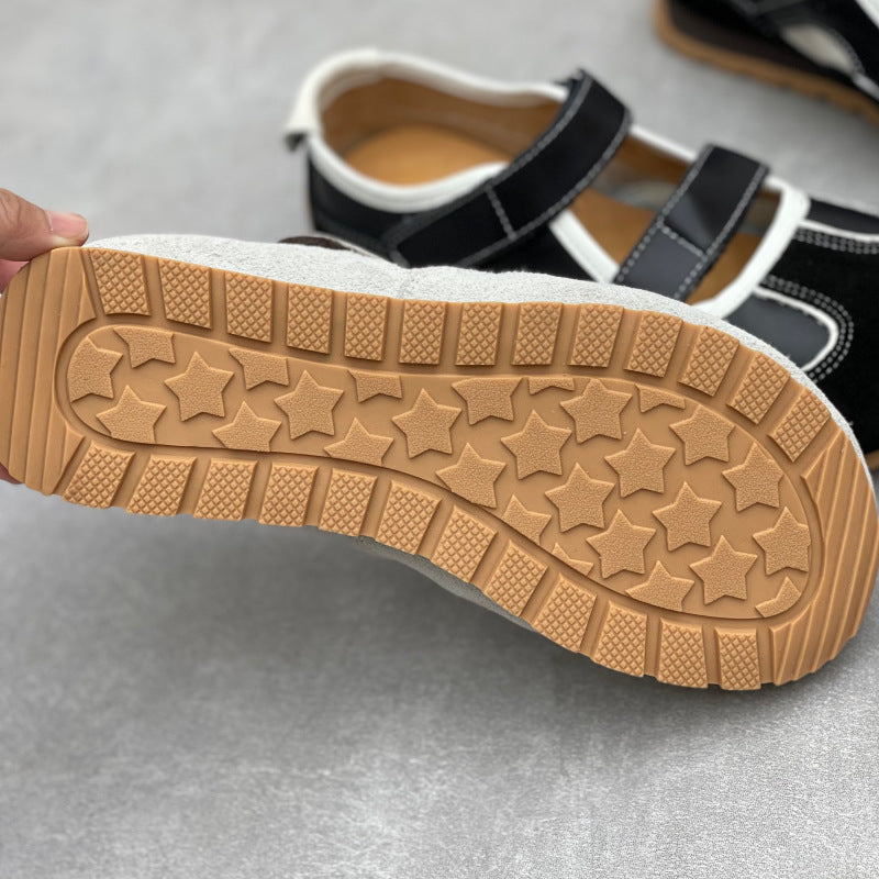 Women’s Cute Leather Mary Jane Sneakers – Casual Velcro Strap Comfortable Shoes