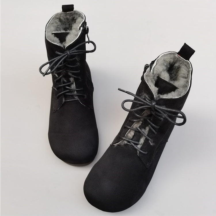 Women's High-Top Winter Boots – Vintage Handmade Cowhide Warm & Comfortable