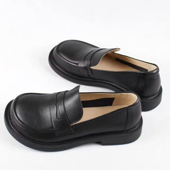 Handmade Big Toe Box Loafers Comfortable Soft Leather Womens Shoes