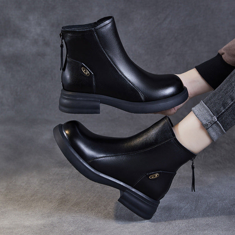 Women's Casual Genuine Leather Ankle Boots – Comfortable for Daily Wear