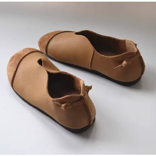 Women's Leather Flat Slip-on High-Vamp Daily Flat