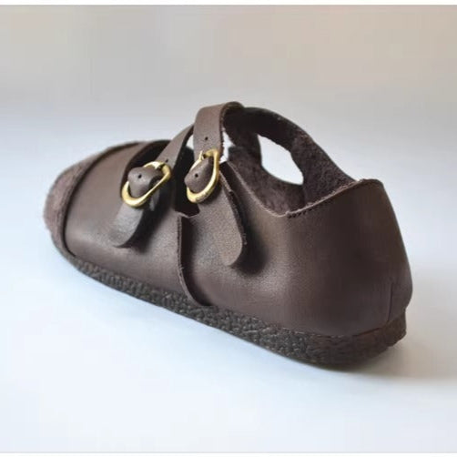 Women's Women's Leather Retro Patchwork Flat Cross Strap Mary Jane Shoes