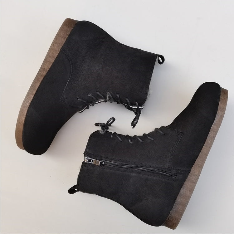 Women's High-Top Winter Boots – Vintage Handmade Cowhide Warm & Comfortable