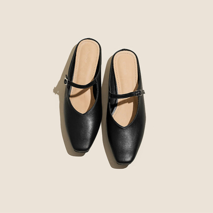 Women's Leather Stylish Comfortable Daily Mule Shoes