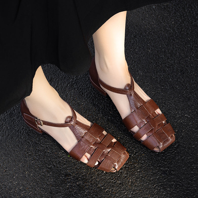 Artisanal Genuine Leather Fisherman Sandals – Closed Toe Comfort Shoes for Women