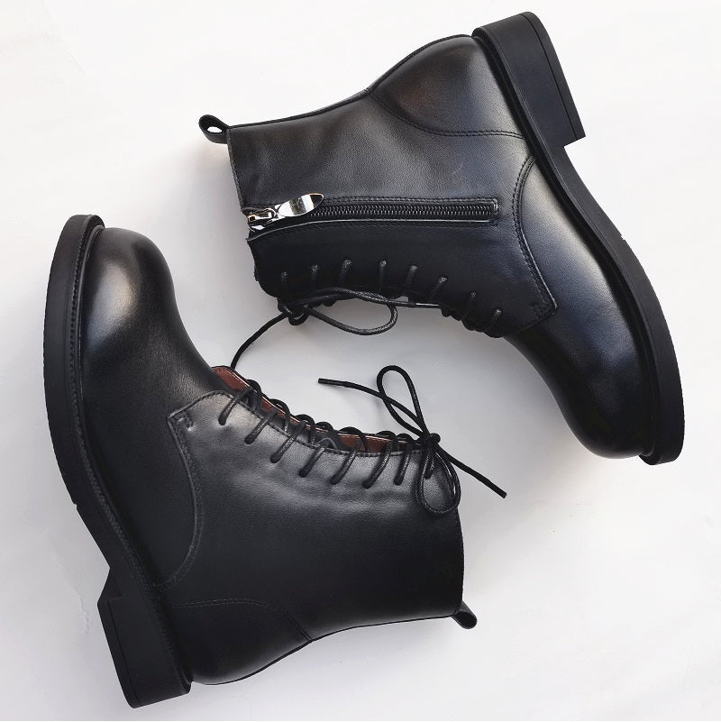 Women's Leather Shearling Ankle Boots – Wide Toe Winter Warm Boots