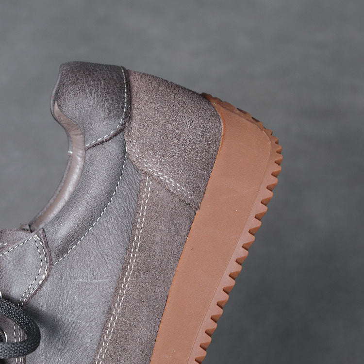 Women's Leather Patchwork Casual Lace-up Tennis Shoes Sneakers