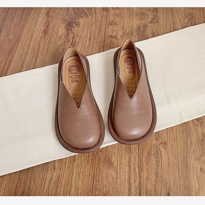 Women's V-Cut Casual Loafers – Flat Convertible Heel Slip-On Shoes