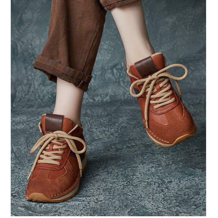 Women's Casual Leather Retro Daily Sneakers