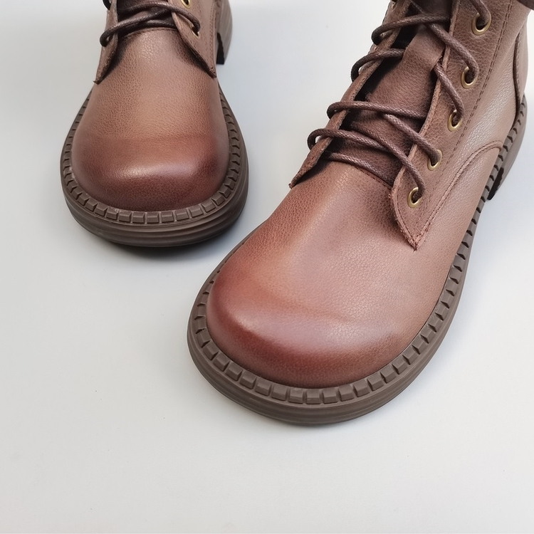 Wide-toe Box Handmade Genuine Leather Ankle Boots Casual Comfortable Women's Shoes