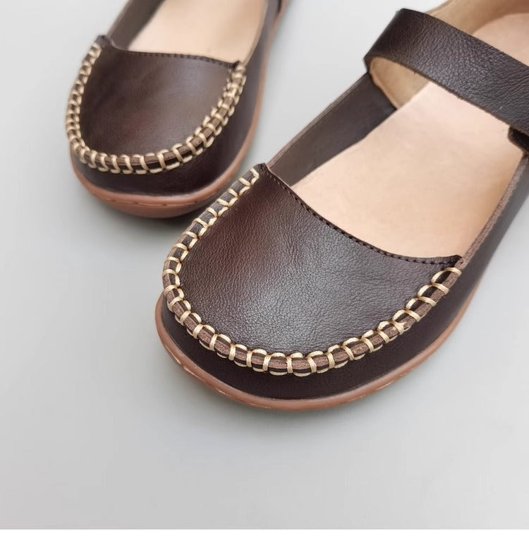 Leather Stitching Comfortable Buckle Low-cut Niche Mary Jane Shoes Women's Shoes