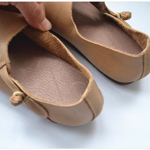 Women's Casual Flat Soft Leather Minimalist Style Slip-on Shoes