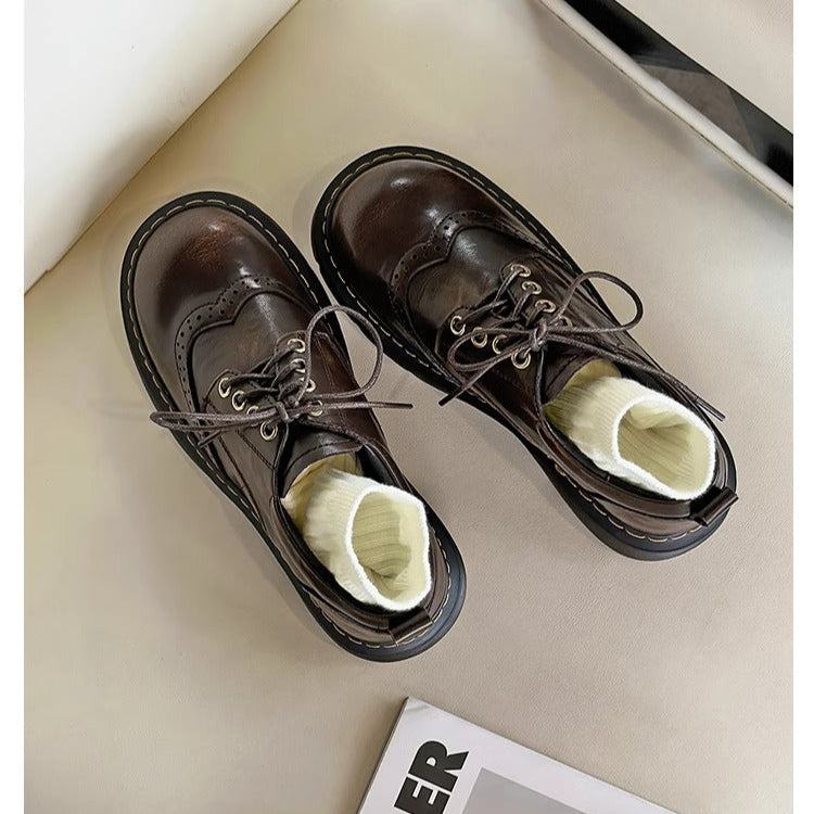 Women's Platform Brock Preppy Style Lace-up Loafers