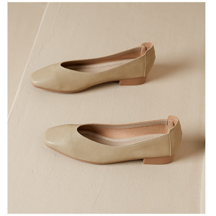 Soft Leather Slip-On Glove Shoes – Women's Multicolor Low Heel Comfortable Flats