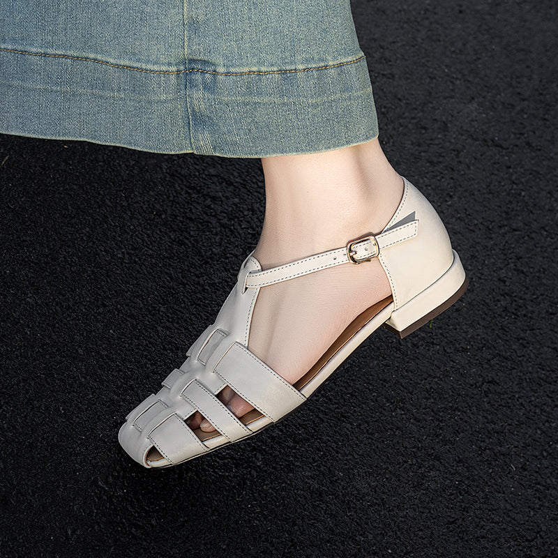 Artisanal Genuine Leather Fisherman Sandals – Closed Toe Comfort Shoes for Women