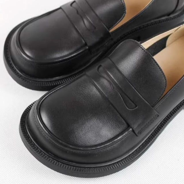 Handmade Big Toe Box Loafers Comfortable Soft Leather Womens Shoes