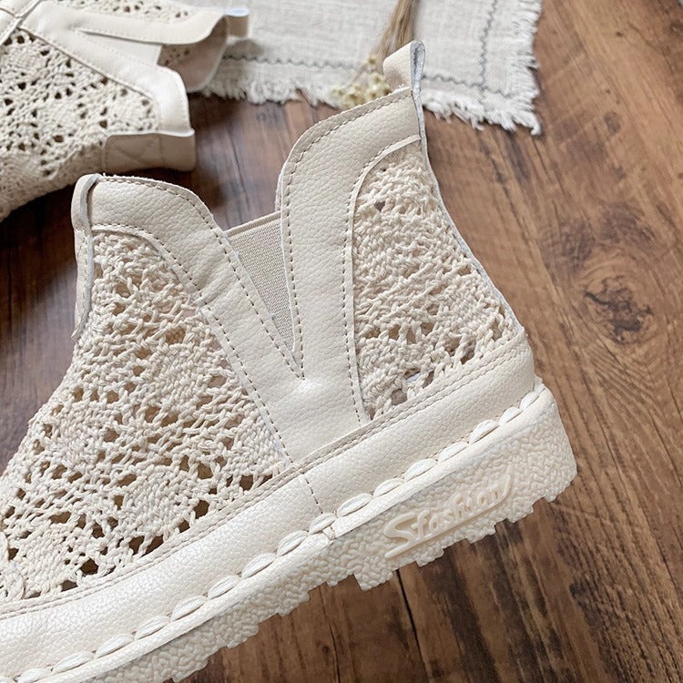 Bohemian Style Summer Lace Boots – Hollow Out Mesh Ankle Boots for Women