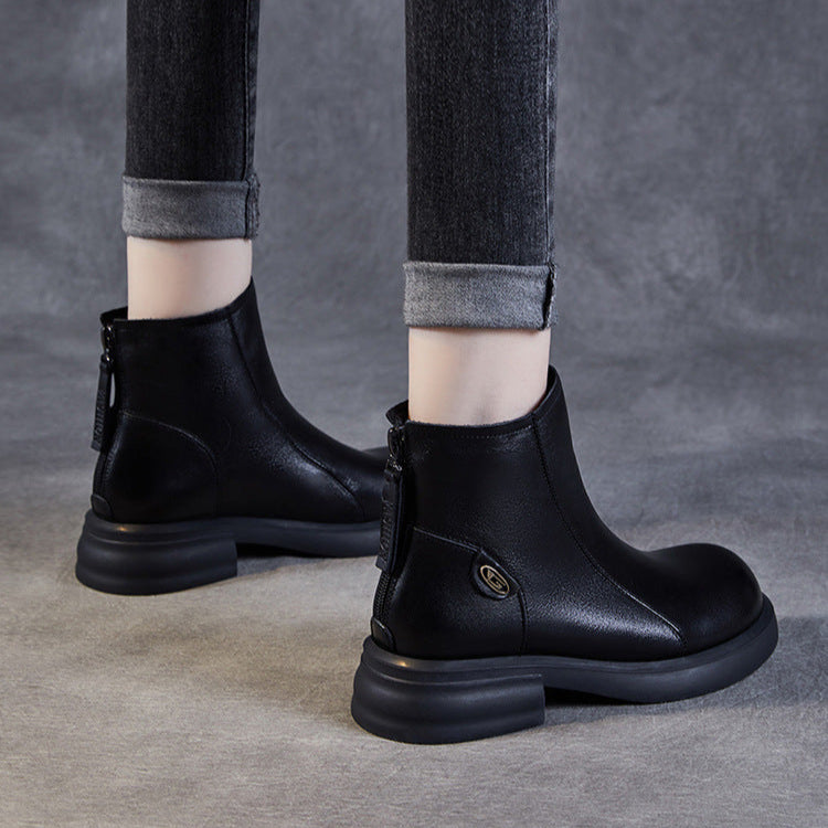 Women's Casual Genuine Leather Ankle Boots – Comfortable for Daily Wear