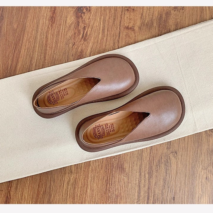 Women's V-Cut Casual Loafers – Flat Convertible Heel Slip-On Shoes