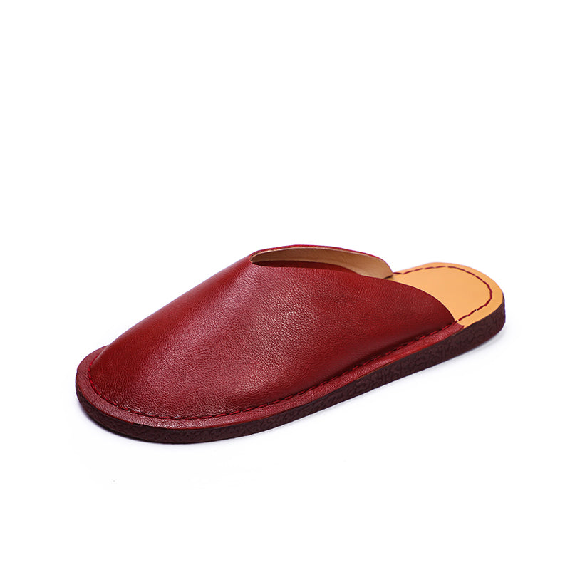 Women's Leather Minimalist Flat Mule Shoes