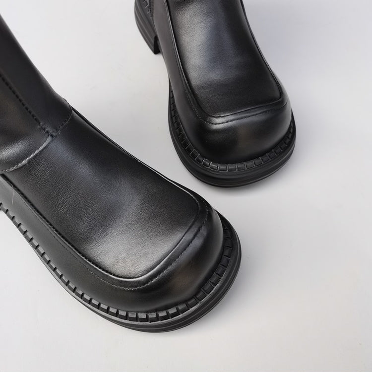 Women's Vintage Wide Toe Leather Derby Boots – Shearling Lined Winter Ankle Boots