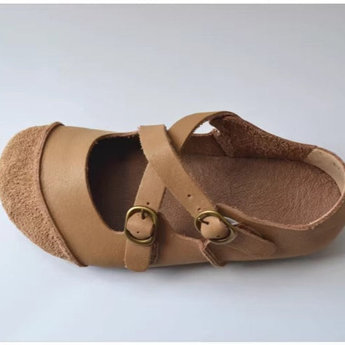 Women's Women's Leather Retro Patchwork Flat Cross Strap Mary Jane Shoes