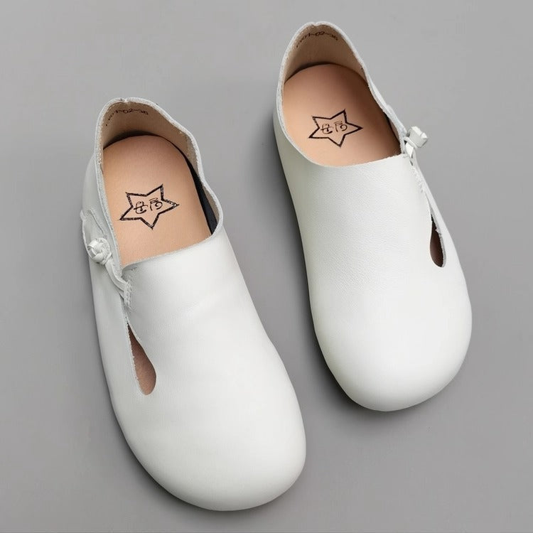 Women's Handmade Cowhide Leather Flats – Soft, Non-Slip & Vintage Style