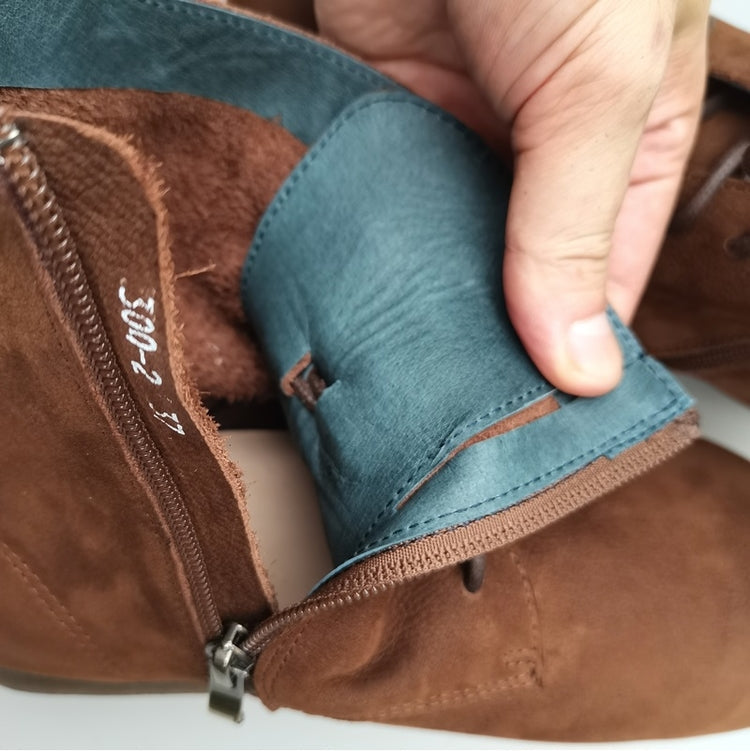 Women's Handmade Vintage Leather Lace-Up Flat Boots – Soft Sole, Breathable & Comfortable