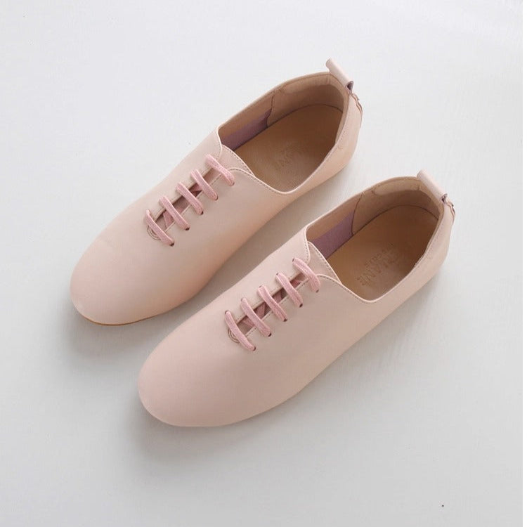 Women's Preppy Round Toe Leather Flats – Comfortable Soft Sole