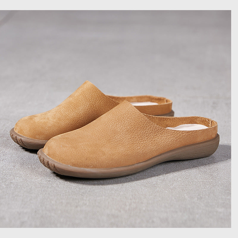 Women's Leather Minimalist Casual Comfort Flat Mule Shoes