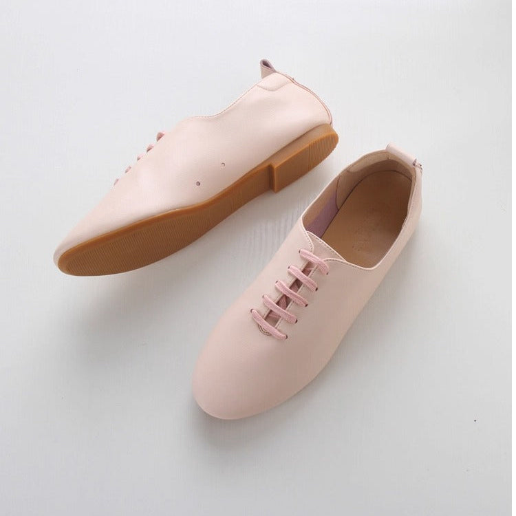 Women's Preppy Round Toe Leather Flats – Comfortable Soft Sole
