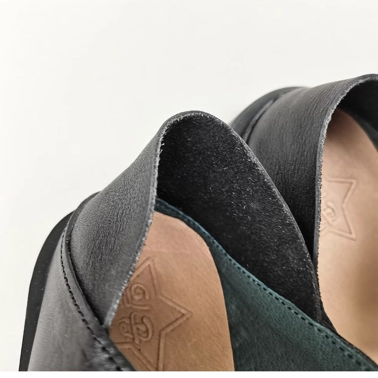 Women's Wide Toe Box Genuine Leather Mary Jane Flats – Buckle, Round Toe Shoes