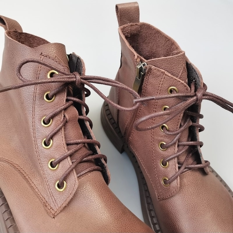 Wide-toe Box Handmade Genuine Leather Ankle Boots Casual Comfortable Women's Shoes