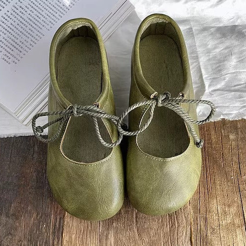 Women's Niche Literary Style Lace-Up Comfortable Non-Slip Flat Shoes