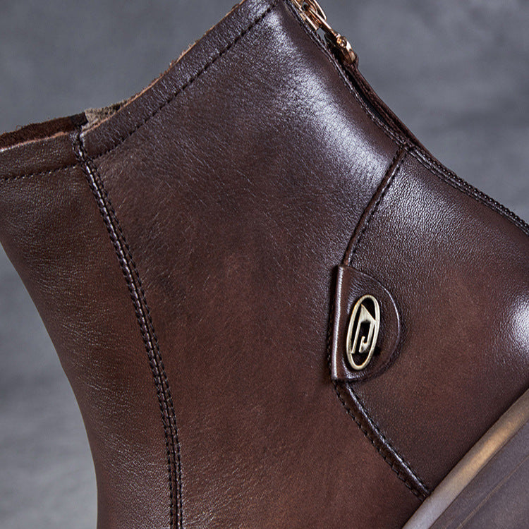 Women's Casual Genuine Leather Ankle Boots – Comfortable for Daily Wear