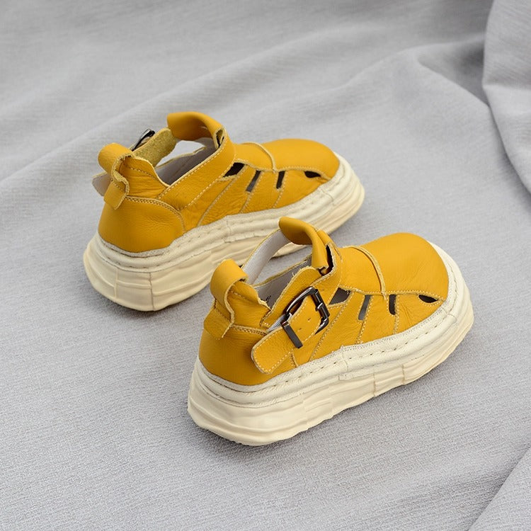 Women's Ugly-Cute Soft Leather Cut-Out High-Top Boots – Casual Style