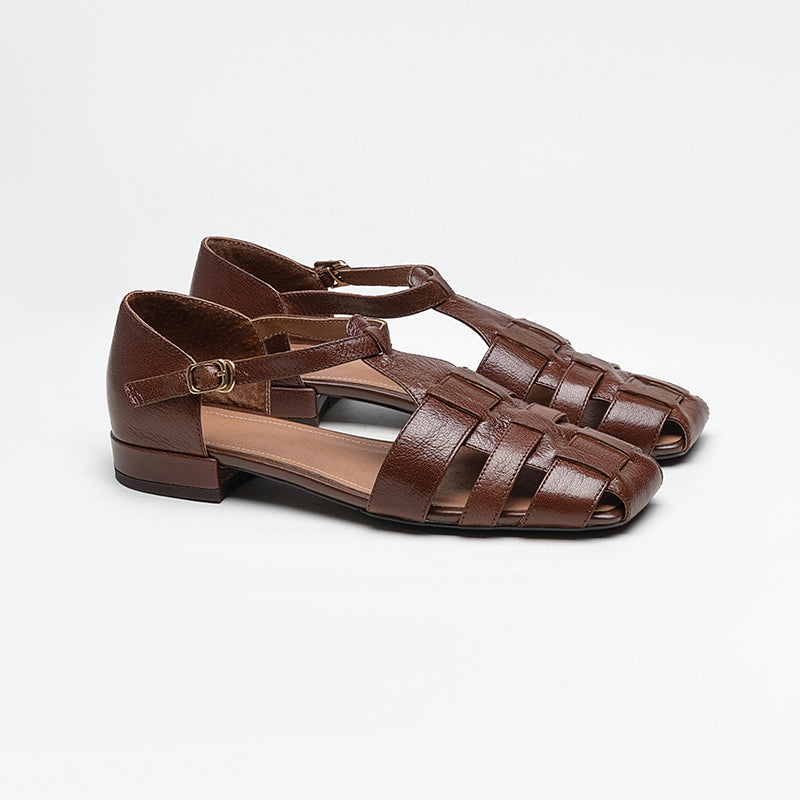 Artisanal Genuine Leather Fisherman Sandals – Closed Toe Comfort Shoes for Women