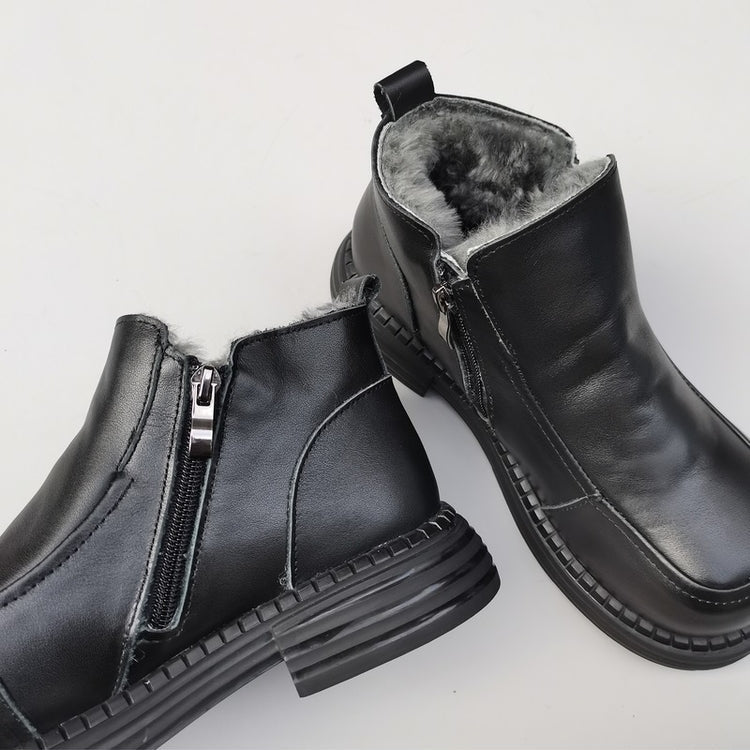 Women's British-Style Wide Toe Derby Boot – Wool Plush, Comfortable Fit