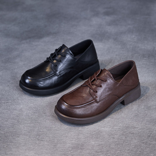 Women's Retro Leather Lace-Up Daily Casual Shoes