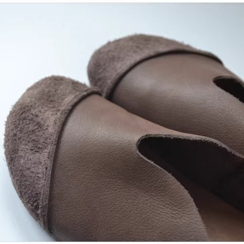 Women's Leather Flat Slip-on High-Vamp Daily Flat