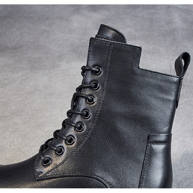 Women's Casual Genuine Leather Boots – Ankle Length with Zipper