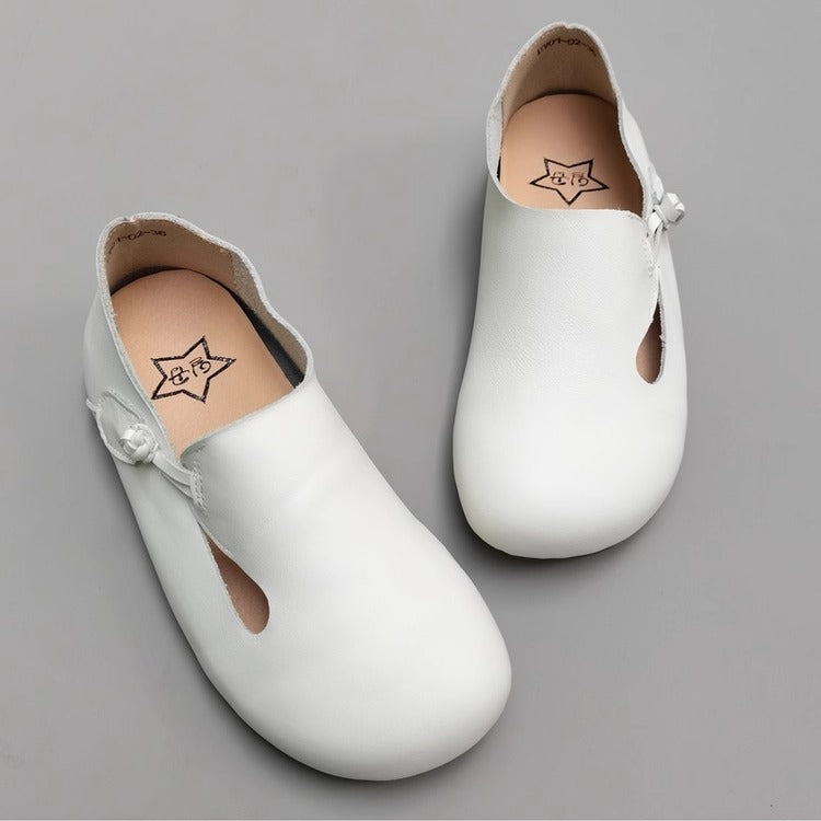 Women's Handmade Cowhide Leather Flats – Soft, Non-Slip & Vintage Style