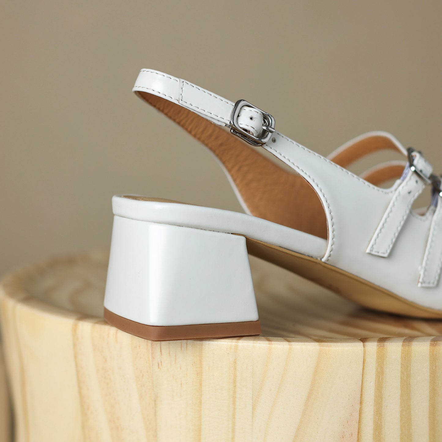 Women's Stylish Square Toe Mary Jane Double Strap Buckle Low Heel Sandals